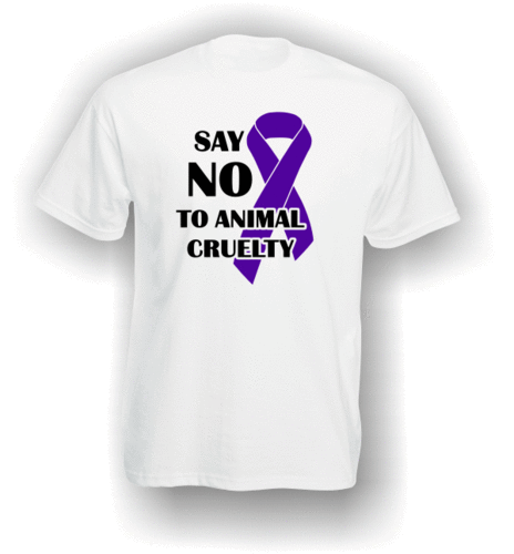 Say NO To Animal Cruelty - Purple Ribbon. T-Shirt (Adult)