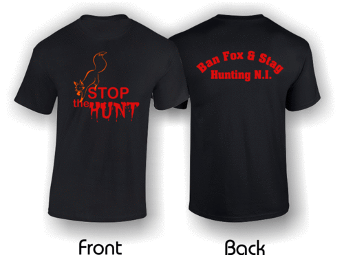 Ban Fox & Stag Hunting Northern Ireland Mens T-Shirt, Black